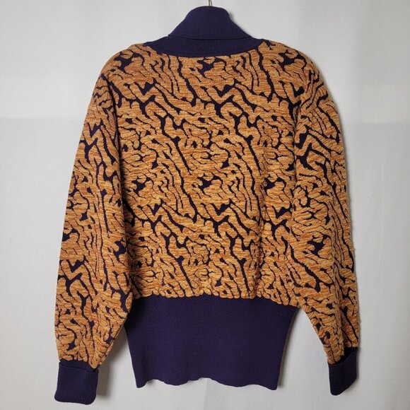 Vintage Kaelin 80s Ski Wear Purple Coogi Style Thick Wool Blend Sweater Large - Picture 7 of 12